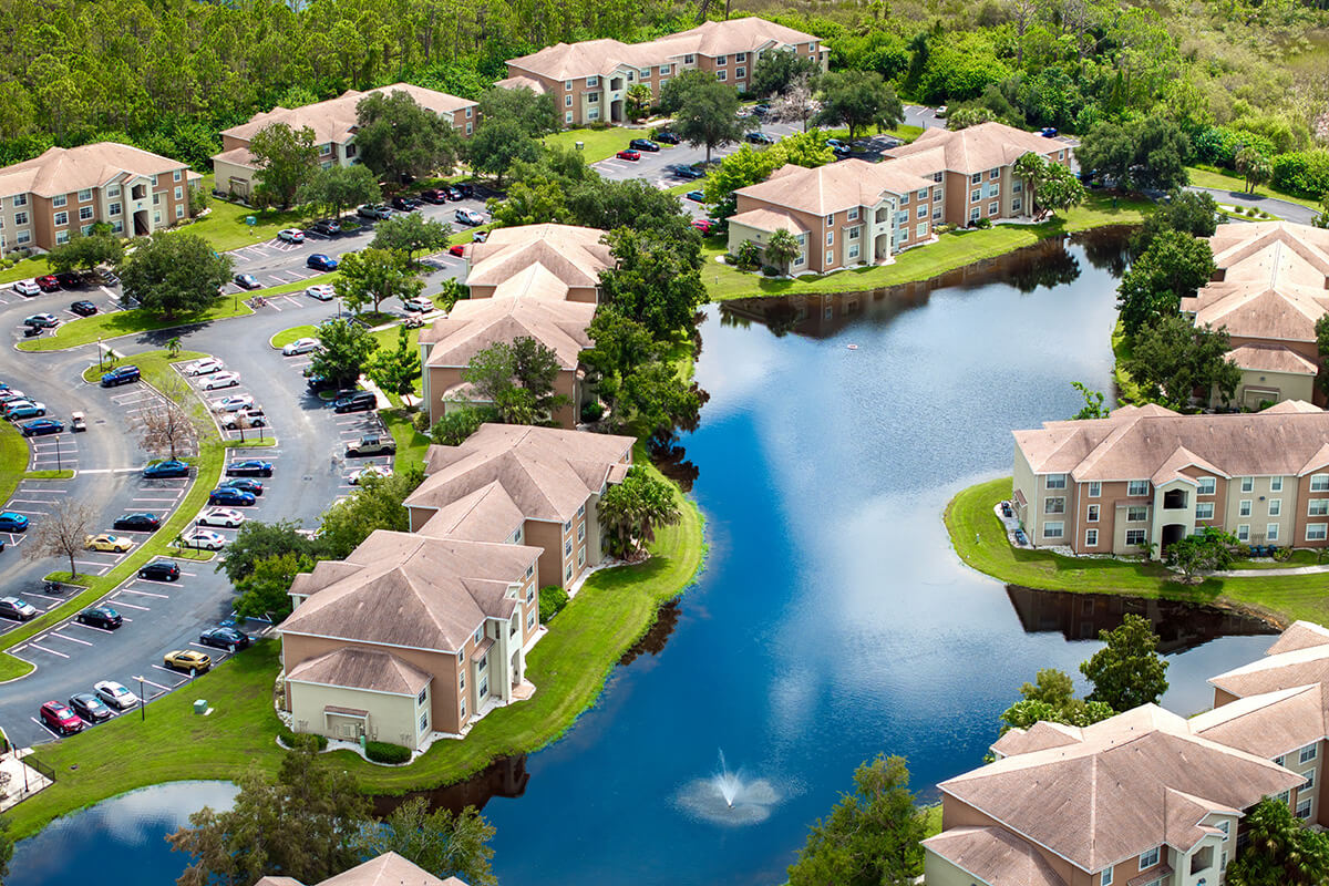 Residential community around pond