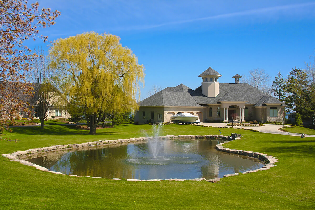 Private home with pond