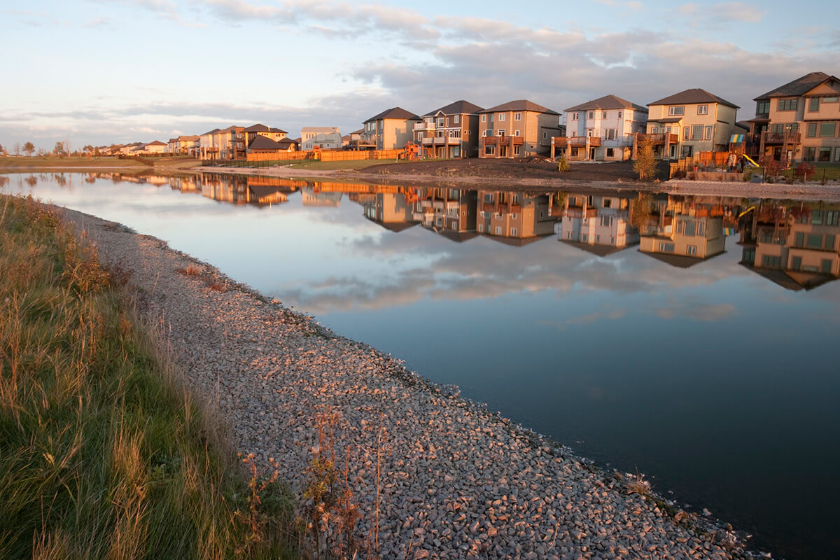Residential development overlooking pond