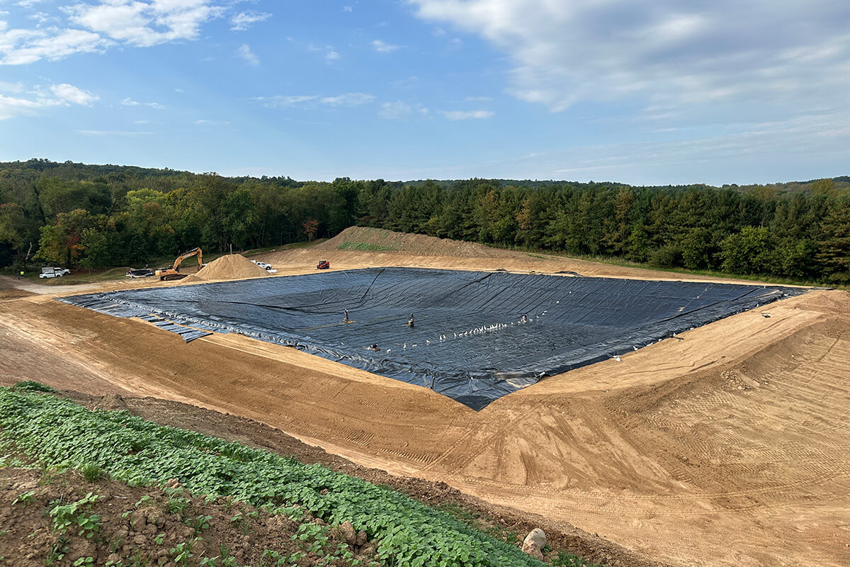 Pond liner installation site